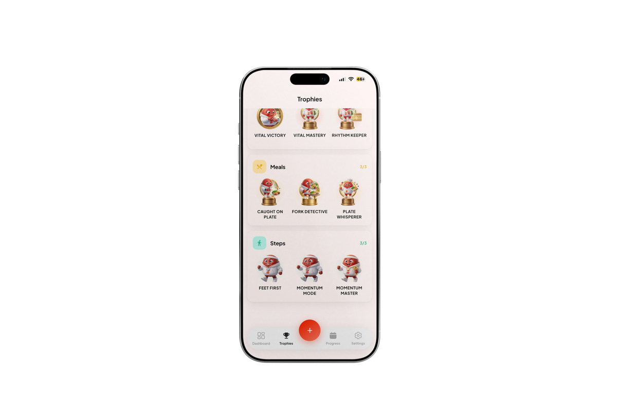 Blood Health AI trophies screen with all nine trophies unlocked